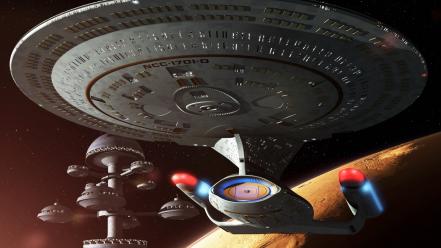 Trek planets spaceships station science fiction sci-fi wallpaper