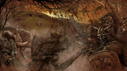 Undead knights fantasy art battles wallpaper