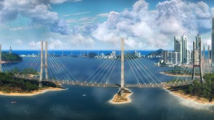 Video games landscapes bridges cities wallpaper