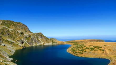 Water mountains nature bulgaria blue skies wallpaper