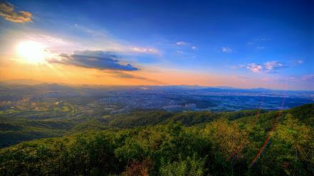 Blue clouds landscapes nature cityscapes hills skies wallpaper