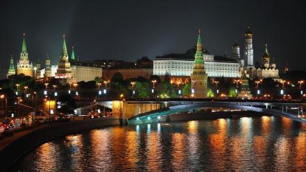 Cityscapes night lights russia moscow wallpaper