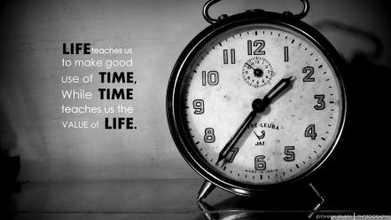 Clocks grayscale quotes time wallpaper