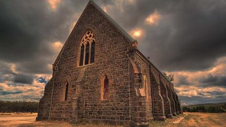 Clouds landscapes trees hills church hdr photography skies wallpaper