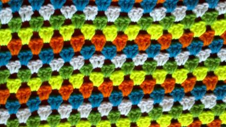 Green blue white yellow orange crochet double wallpaper