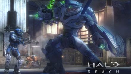Guns robots futuristic fight halo reach game wallpaper
