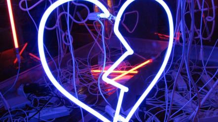 Hearts broken heart neon wallpaper