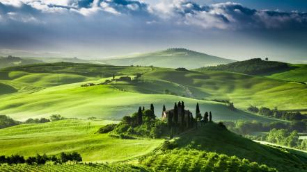 Italy tuscany green hills hillside wallpaper