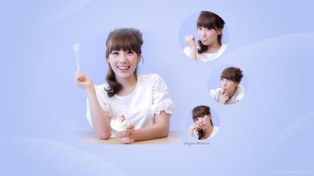 Korean singers kim taeyeon blue background bangs wallpaper