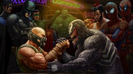 Marvel bane crossovers fan art arm wrestling wallpaper
