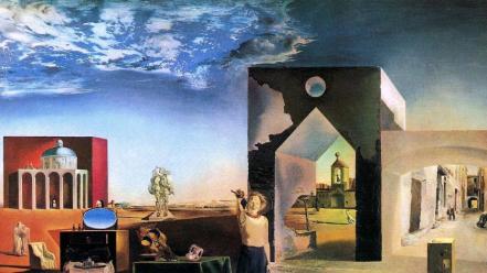 Paintings clouds landscapes desert surrealism salvador dalí artwork wallpaper