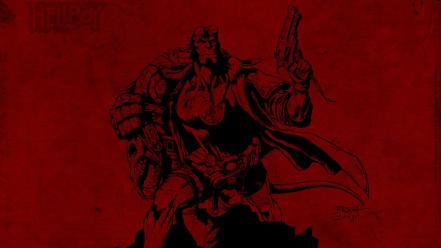 Red hellboy artwork widescreen wallpaper