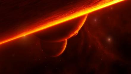 Red stars planets glowing science fiction sci-fi wallpaper