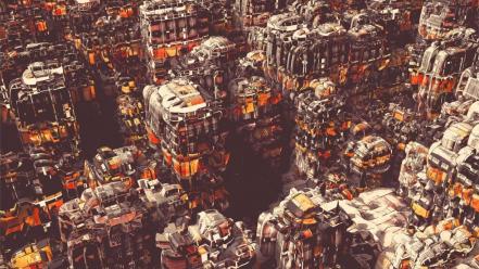 Abstract cityscapes buildings digital art artwork atelier olschinsky wallpaper