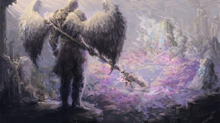 Angels artwork guardians paintings sceptres wallpaper