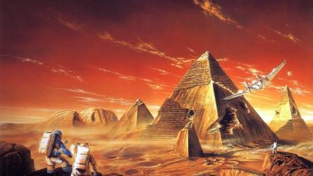 Artwork astronauts deserts futuristic landscapes wallpaper