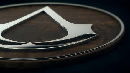 Assassins creed badge chrome plating cinema 4d wallpaper