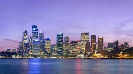 Australia sydney bay buildings city lights wallpaper