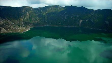 Ecuador clouds crater green lakes wallpaper