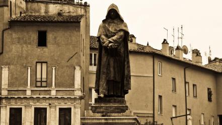 Italy rome buildings sculptures sepia wallpaper