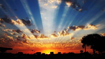Sun cities clouds skies sunrise wallpaper