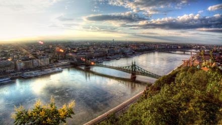 Sunrise clouds cityscapes bridges hungary budapest cities wallpaper