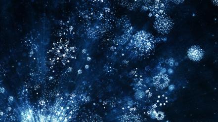 Abstract blue snow stars snowflakes artwork wallpaper