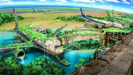Art airports artwork abandoned flooded lost tokyogenso wallpaper