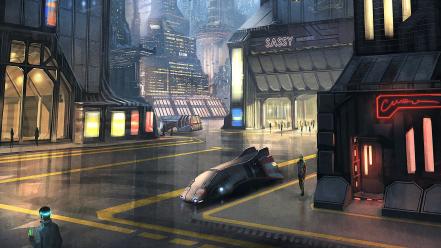 Cities street futuristic city christophorus pi hatchenson wallpaper