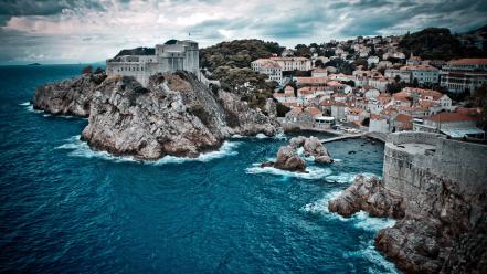 Cliffs town croatia hdr photography dubrovnik sea wallpaper