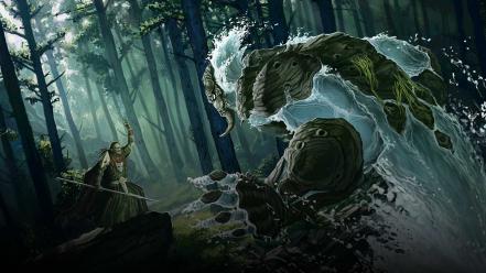 Golem druid rivers age of wonders elemental wallpaper