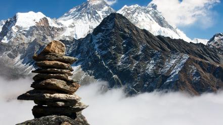 Mountains clouds snow nepal mount everest rock wallpaper