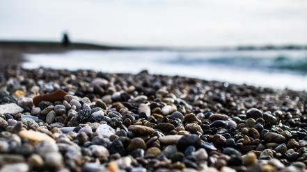 Nature stones pebbles depth of field sea beach wallpaper