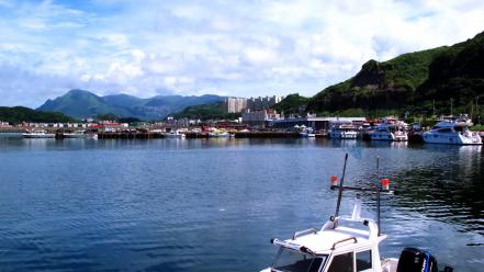 Pier boats taiwan harbor port harbours sea wallpaper