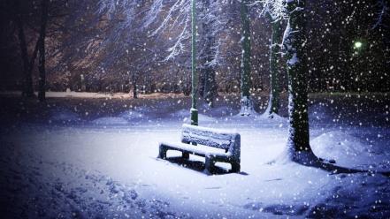 Snowing park wallpaper