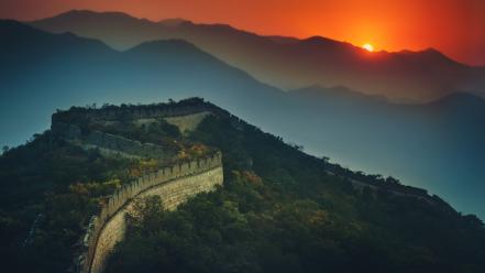 Sunset china the great wall wallpaper