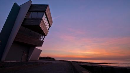 Sunset coast architecture buildings modern wallpaper