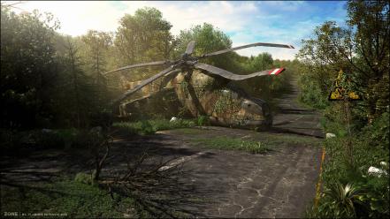 Trees helicopters crash wallpaper