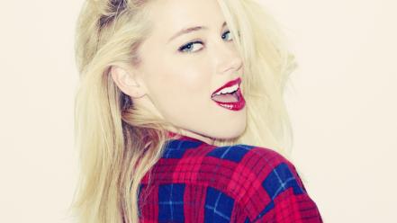 Blondes amber heard checkered clothing wallpaper