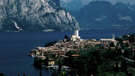 Landscapes nature italy lakes malcesine garda lake wallpaper