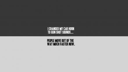 Minimalistic guns cars humor funny typography wallpaper