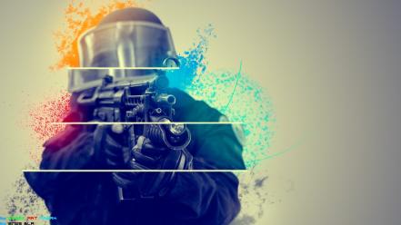 Multicolor swat weapons deviantart digital art helmets wallpaper