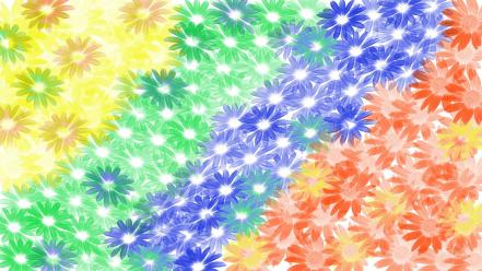 Abstract multicolor flowers daisy digital art wallpaper