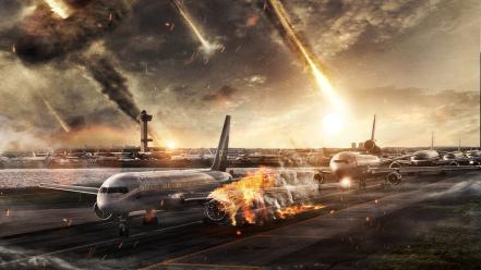 Aircraft airports armageddon asteroids dec meteorite doomsday airfield wallpaper