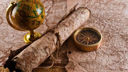 Ancient compasses digital art maps parchments wallpaper