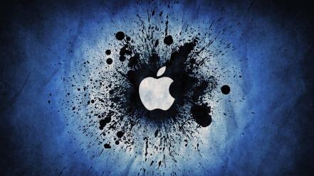 Blue apple inc. grunge logos graphic design wallpaper
