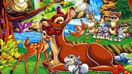 Cartoons disney company animals bambi drawings widescreen wallpaper