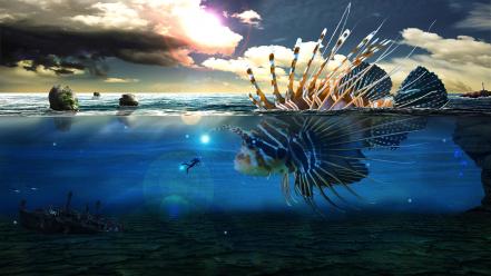 Fish magic underwater photo manipulation skies lanthemann wallpaper