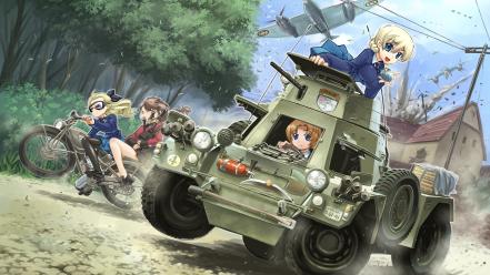 Girls ornaments bagpipes tea cup und panzer wallpaper