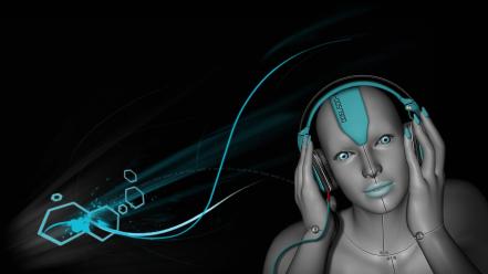 Headphones music digital art artwork wallpaper